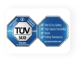Certificat TÜV SÜD délivré en Allemagne pour les pneus réussissant les tests d'aquaplanage, de distance de freinage, de maniabilité sur le sec et sur le mouillé, de résistance au roulement, de durabilité à haute vitesse et de bruit de roulement.
